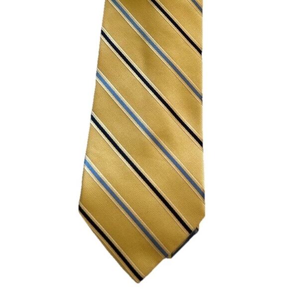 NWT NAUTICA Silk Repp Necktie Mens 3.25" Yellow Blue Tones Striped Tie Classic - Picture 1 of 5